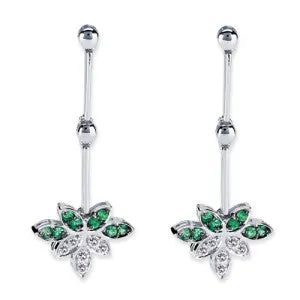 18K White Gold Dangle Earrings With Diamonds And Tsavorite