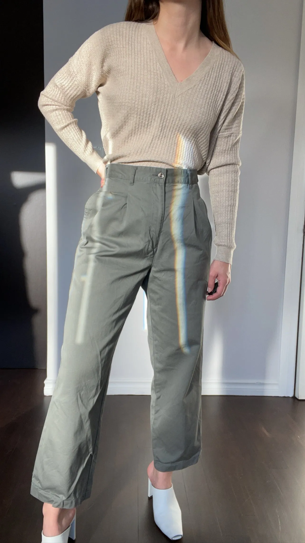 90s Grey High-Rise Chinos - 30