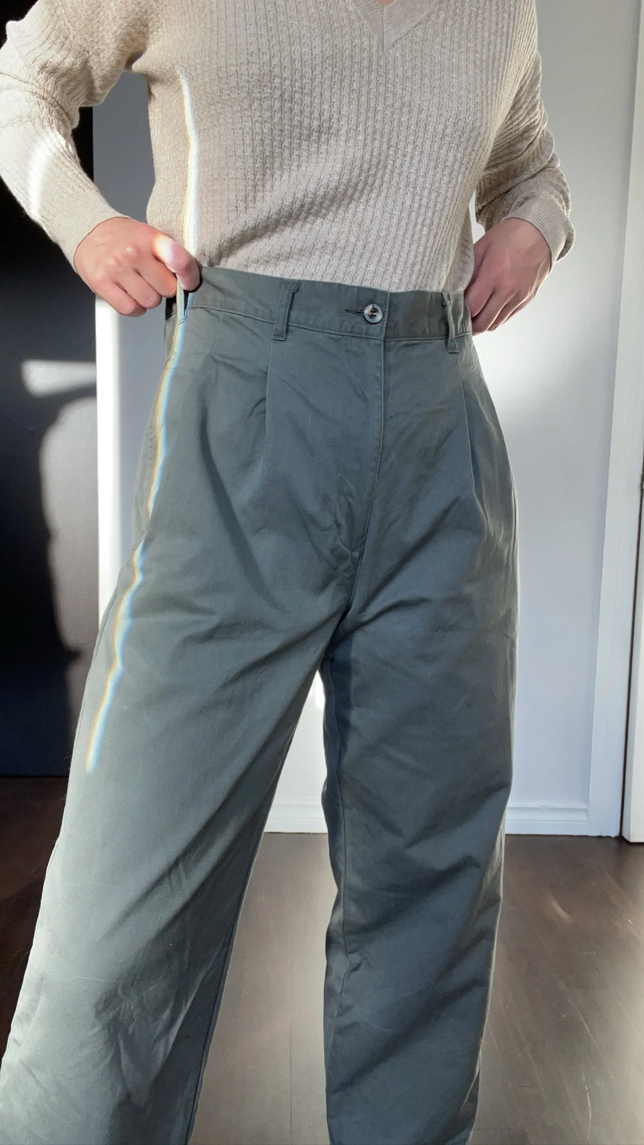 90s Grey High-Rise Chinos - 30