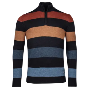 Baileys Half Zip Stripe Knit Jumper