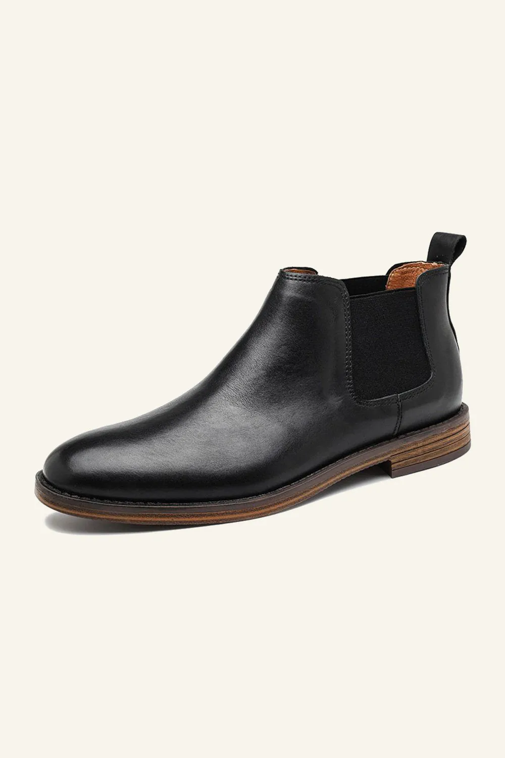 Black Round Toe Slip-On Chelsea Boots Men's Shoes