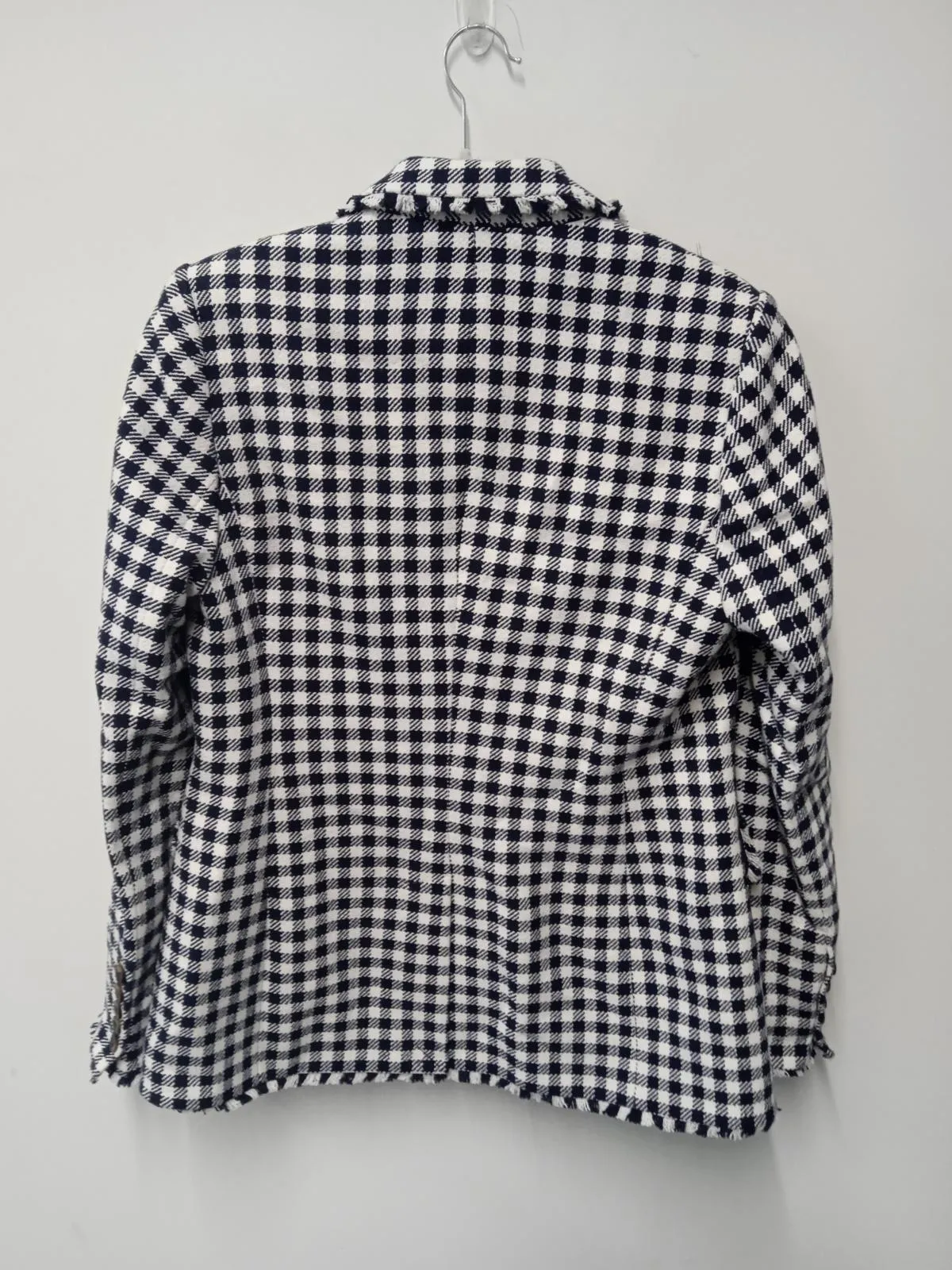 BODEN Ladies Navy Blue & White Check Long Sleeve Collared Jacket Size UK14R NEW