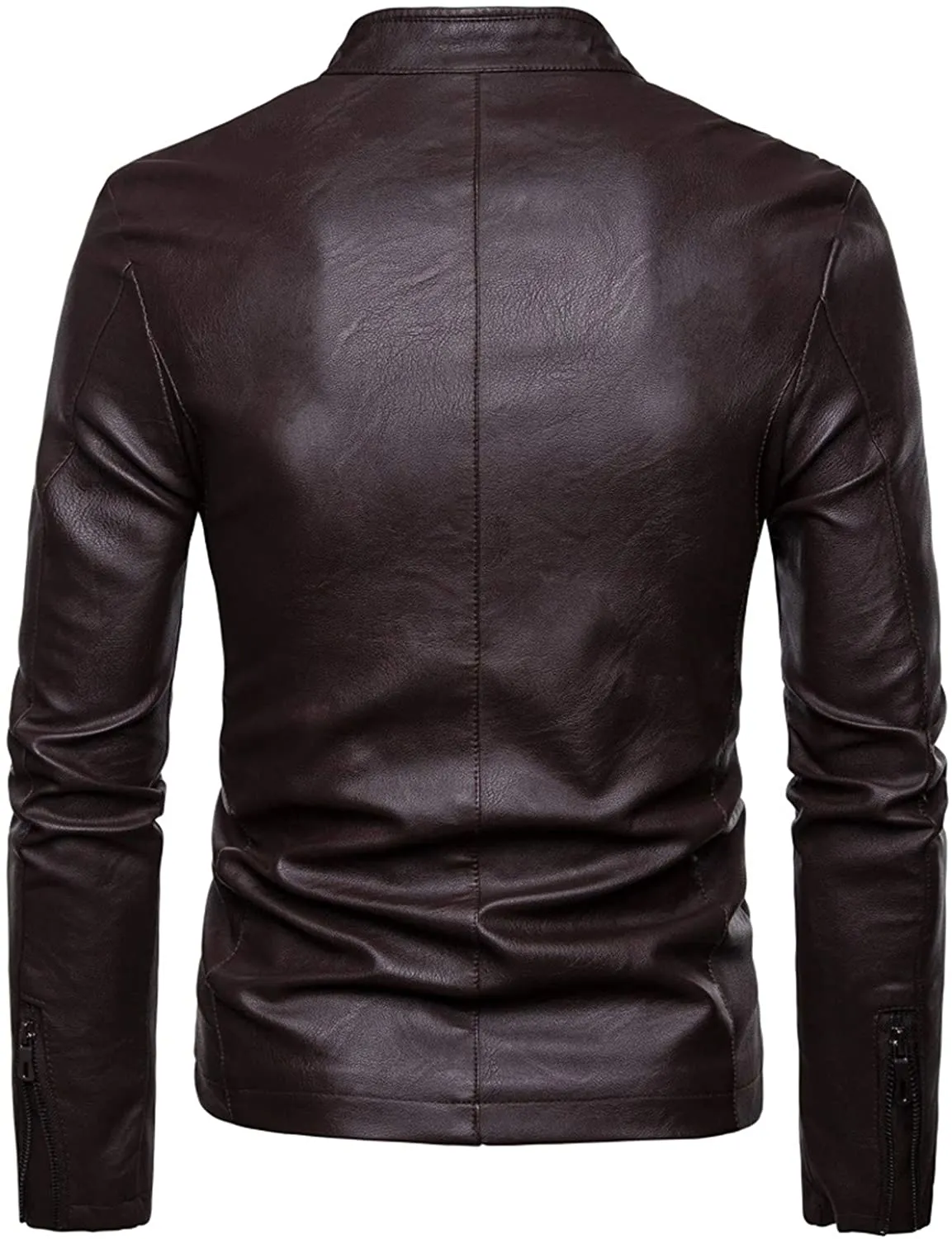 Brown Slim Fit In Classic Style Leather Jacket For Men