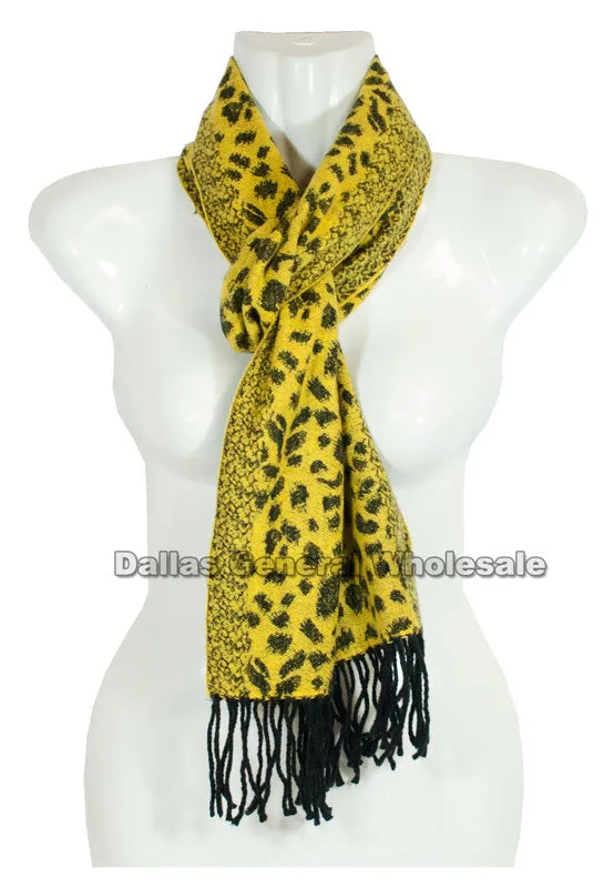 Cheetah Printed Cashmere Feel Scarf Wholesale