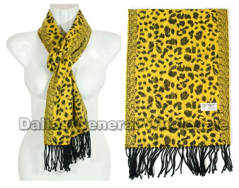 Cheetah Printed Cashmere Feel Scarf Wholesale