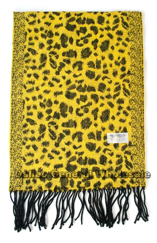 Cheetah Printed Cashmere Feel Scarf Wholesale