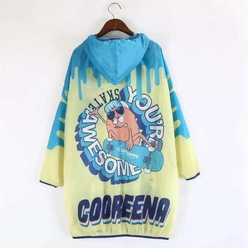 Cool Monster Cartoon Sun Protection Loose Hooded Jacket