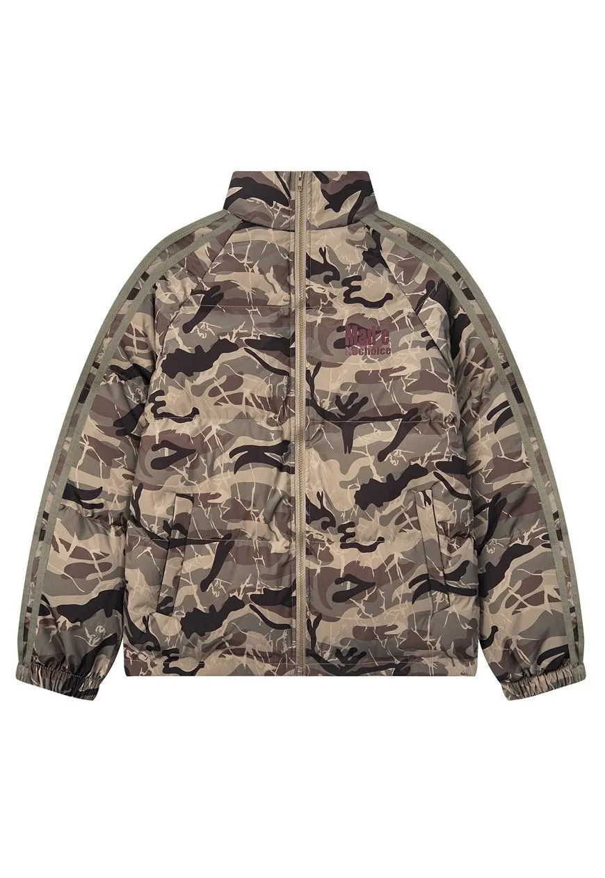 Grey camo print puffer jacket military bomber army coat