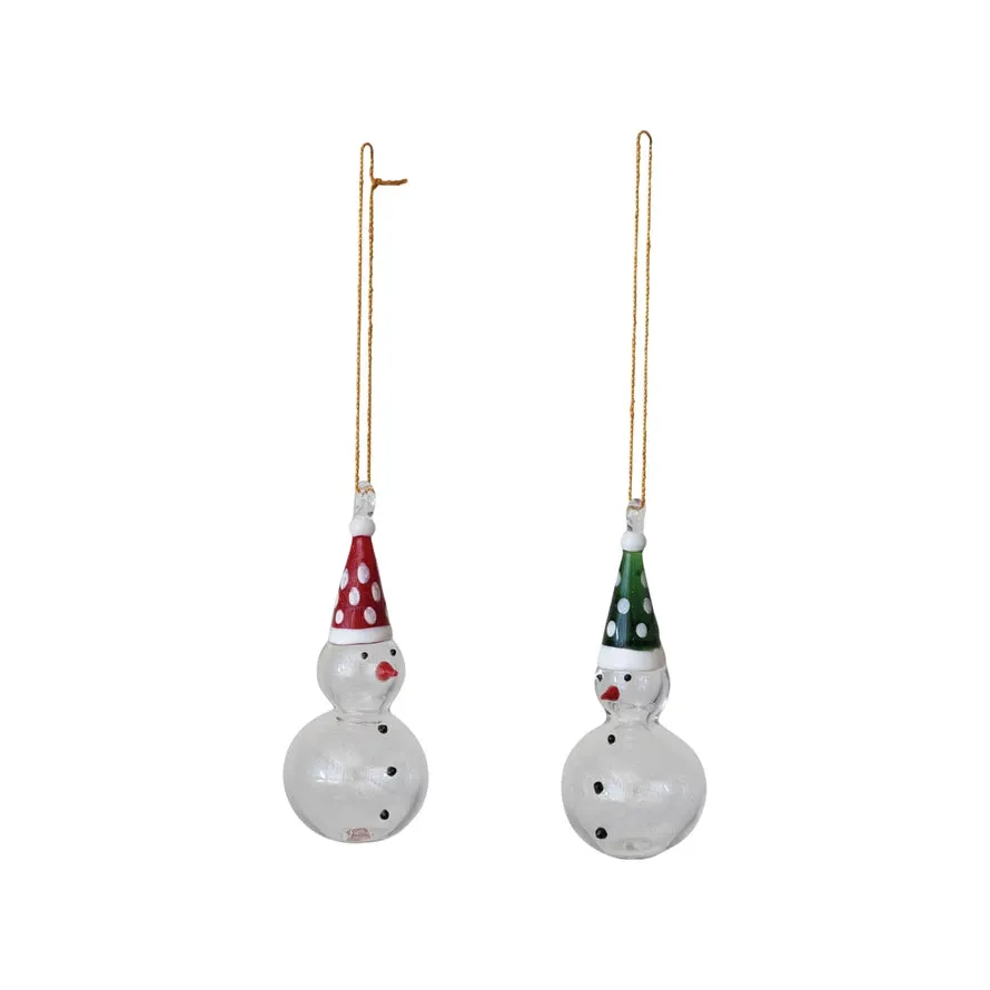 Handcrafted Glass Snowman Ornament