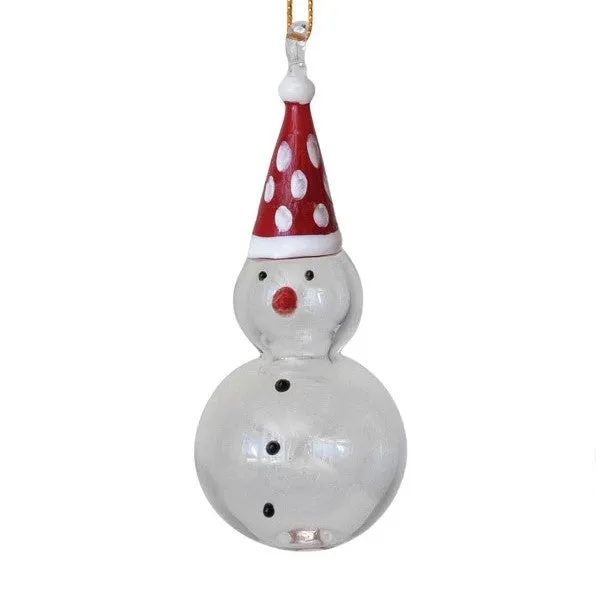 Handcrafted Glass Snowman Ornament