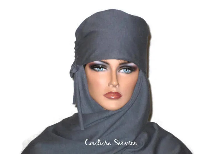 Handmade Grey Turban Scarf Hat, Heather, Side Shirred