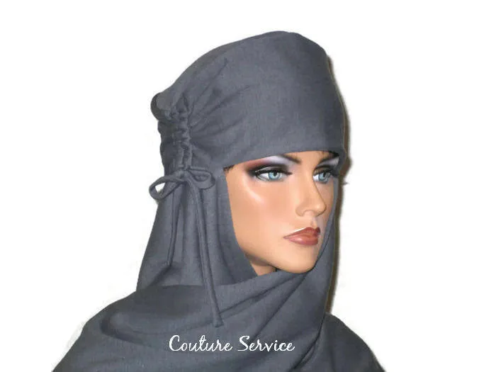 Handmade Grey Turban Scarf Hat, Heather, Side Shirred