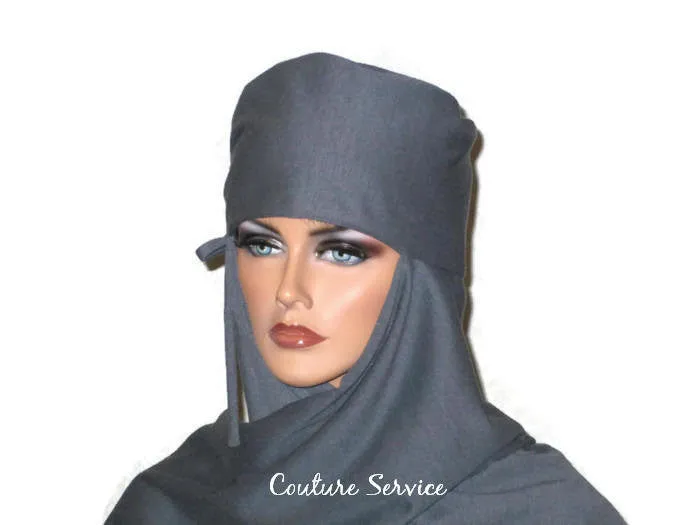 Handmade Grey Turban Scarf Hat, Heather, Side Shirred