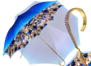 Heavenly Umbrella - Blue Roses interior - Handcrafted