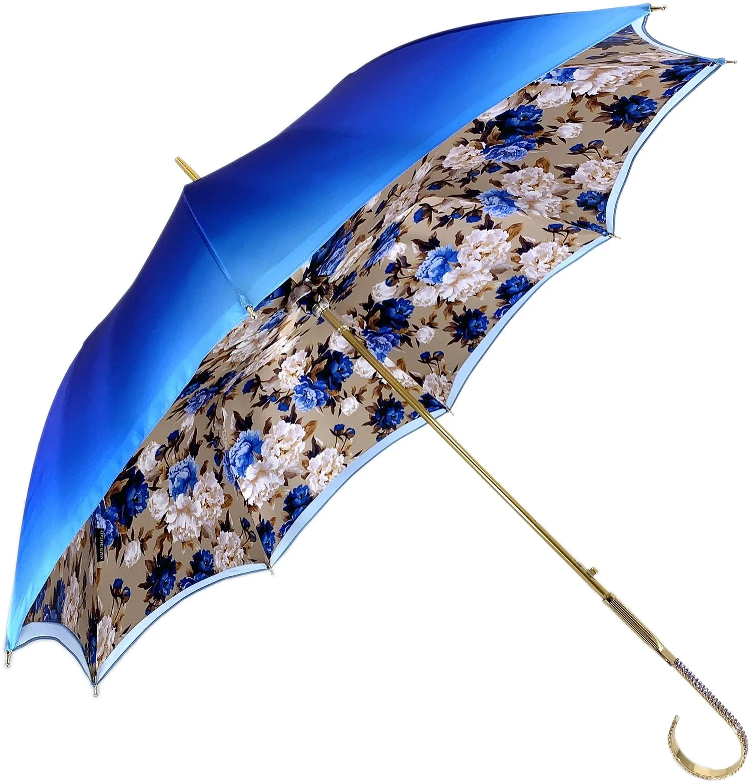 Heavenly Umbrella - Blue Roses interior - Handcrafted