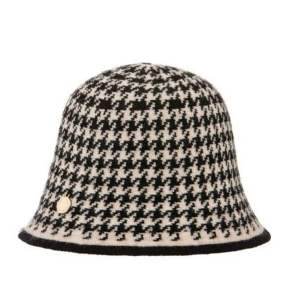 Ladies Houndstooth Pattern Cloche Hat by Alex Max