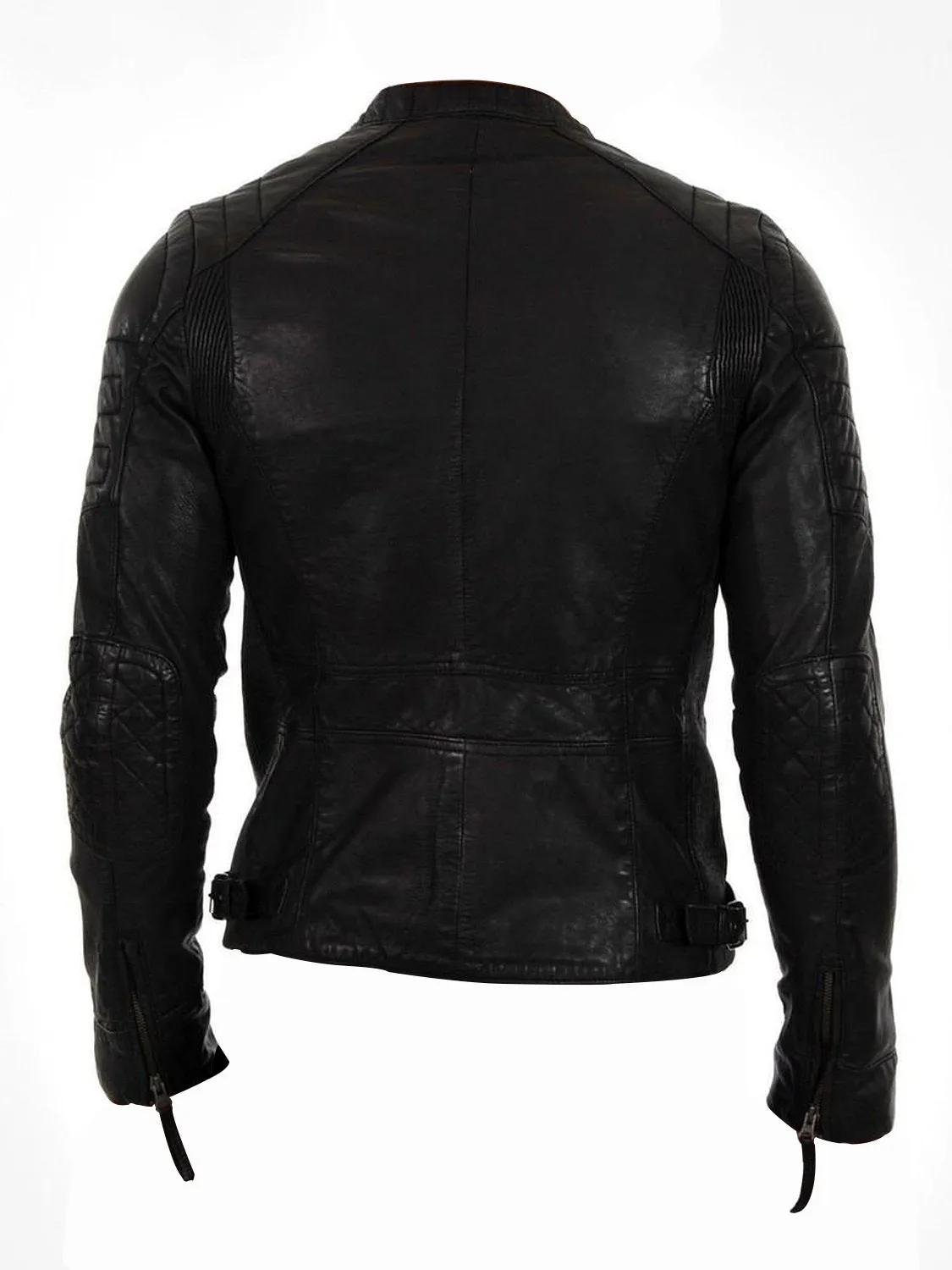 Leather Jackets Hub Mens Genuine Lambskin Leather Jacket (Black, Classic Jacket) - 1501268