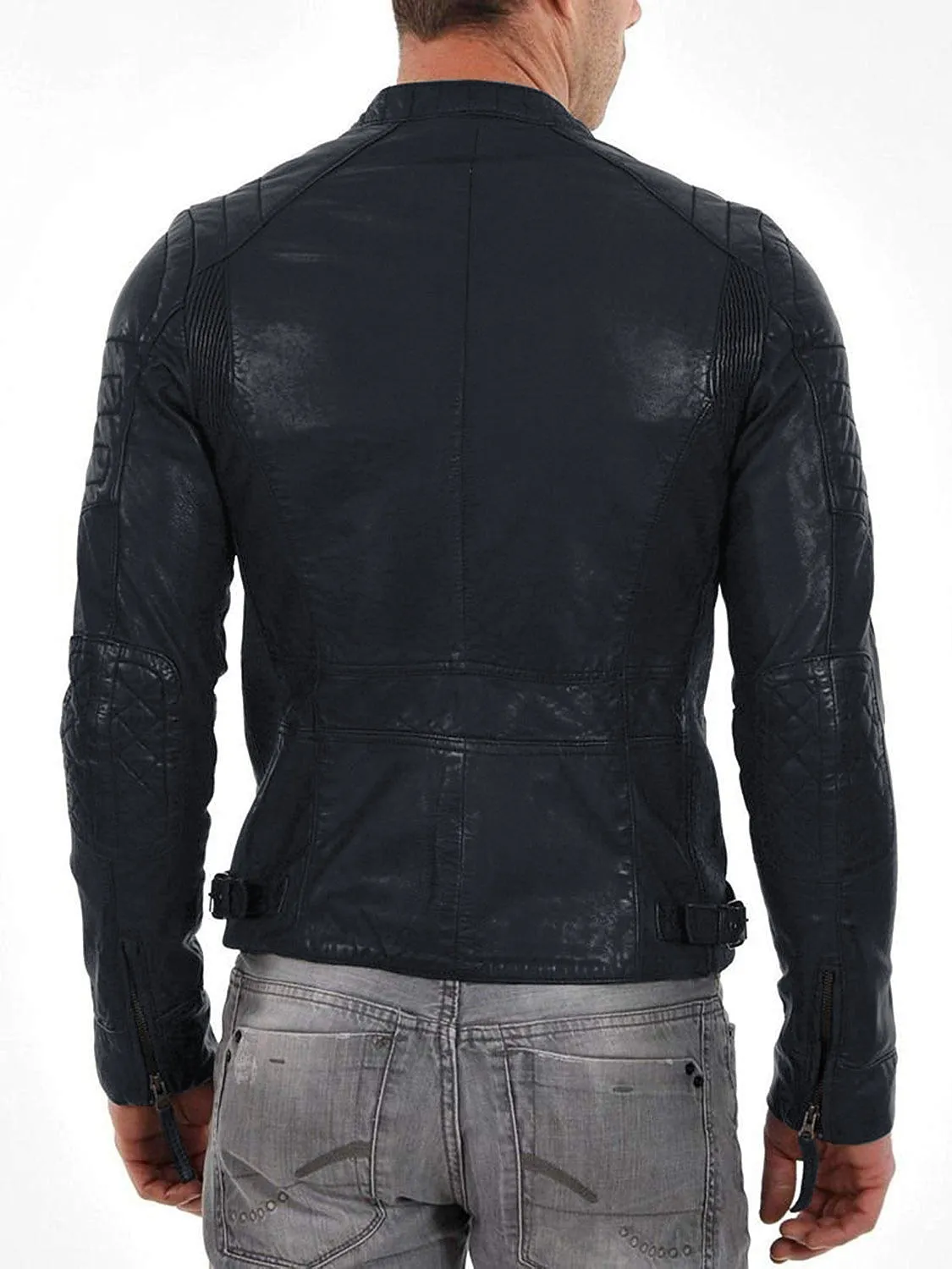 Leather Jackets Hub Mens Genuine Lambskin Leather Jacket (Black, Classic Jacket) - 1501268