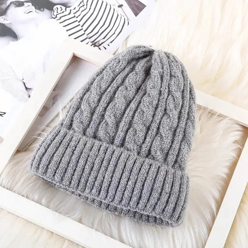 Luxury Velvet Fleece Knitted Beanie - Korean Bell Style - One Size Fits All