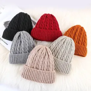 Luxury Velvet Fleece Knitted Beanie - Korean Bell Style - One Size Fits All