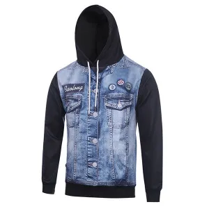 Mens 3D Denim Jacket Printed Casual Hoodies