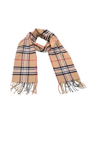 Men'S Beige Cashmere Fashion Design Plaid Scarf