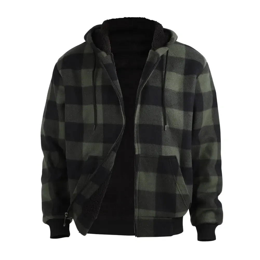 Men’s Plaid Sherpa Lined Sweatshirt