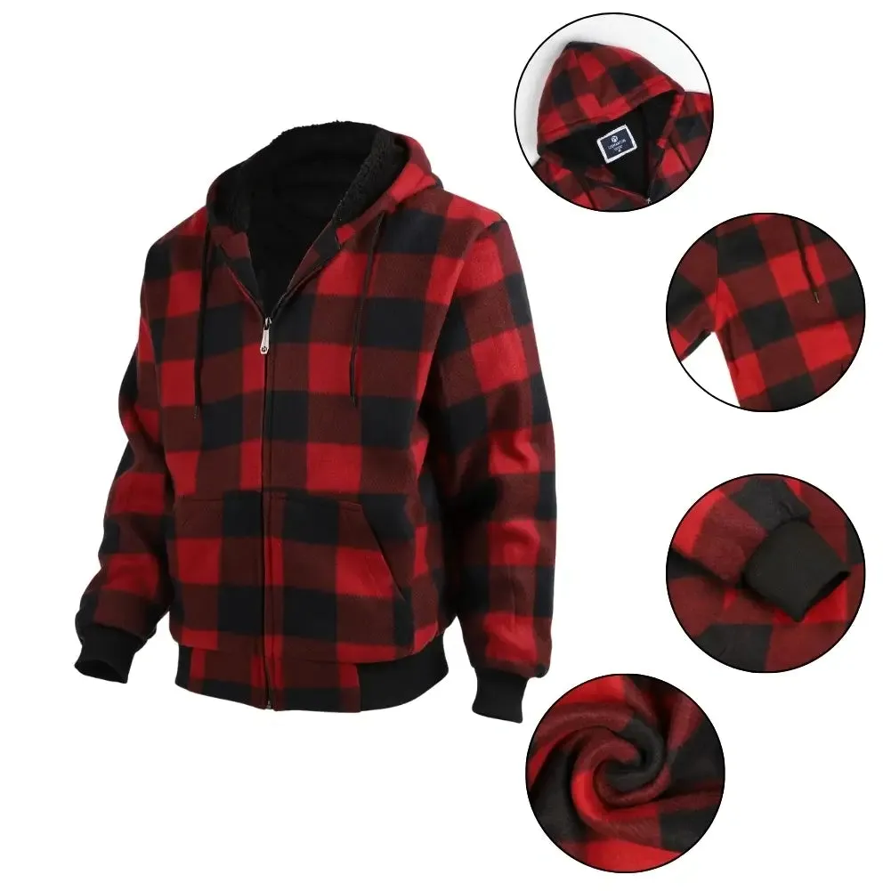 Men’s Plaid Sherpa Lined Sweatshirt