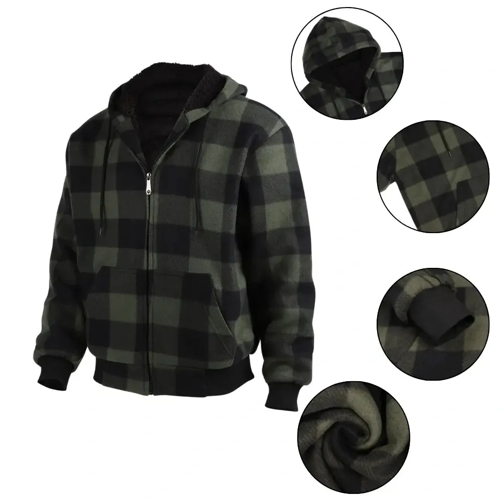 Men’s Plaid Sherpa Lined Sweatshirt