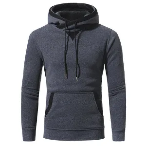 Mens Solid Color Casual Sport Hooded Tops