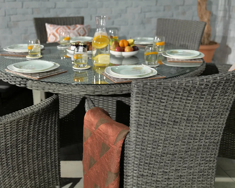 Mirage Rattan- 4 or 6 Seater Round Dining Set- Grey Or Cream