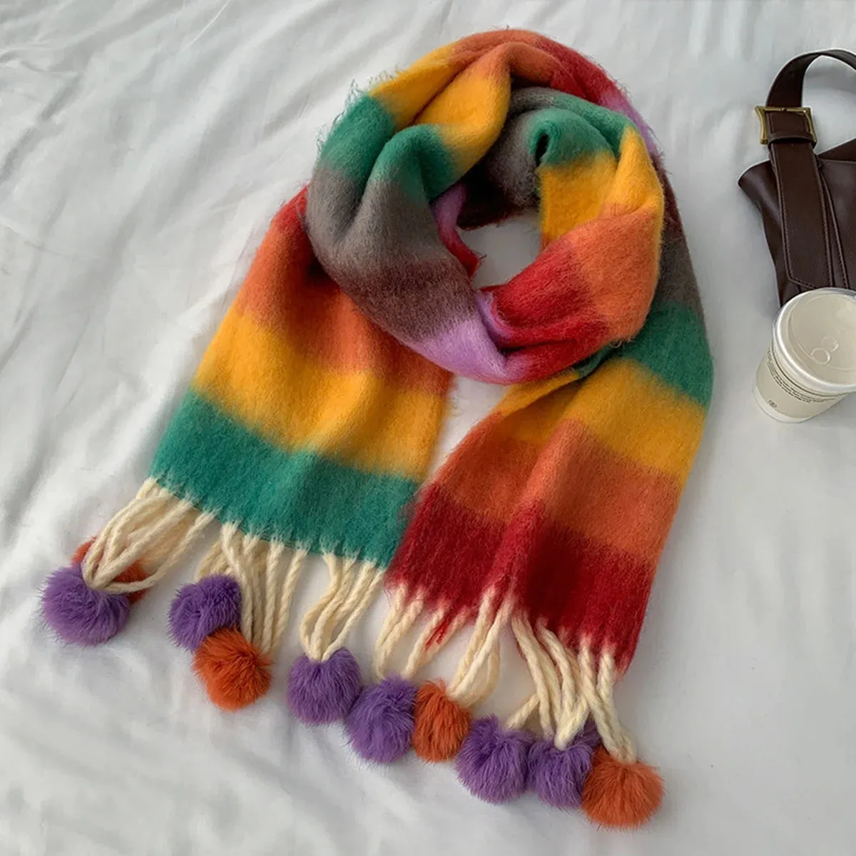 New Cashmere Thicked Warm Blanket Colorful Plaid Long Tassels Soft Wrap Scarf