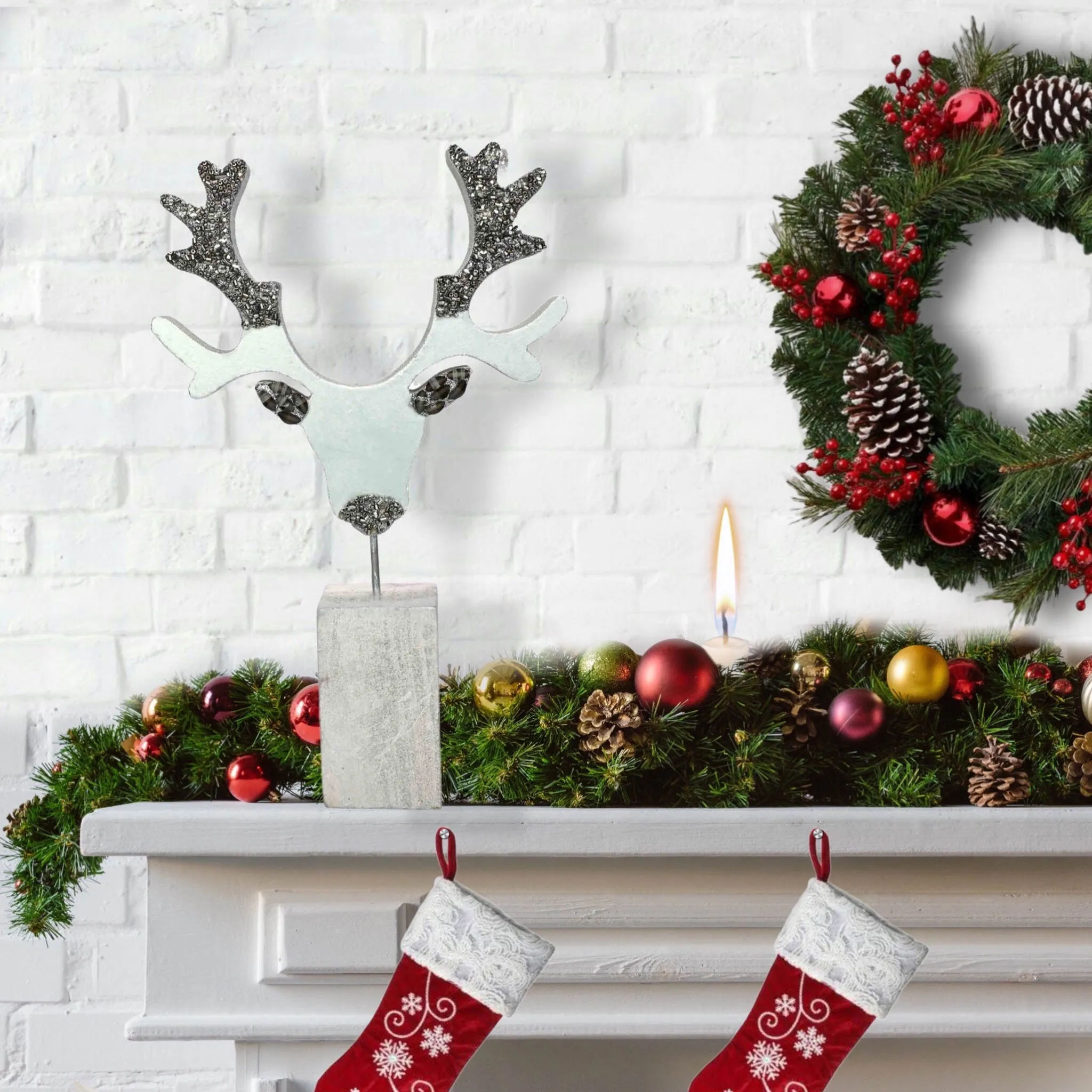 Oh Deer! Beaded Christmas | Winter Table Decor in Silver