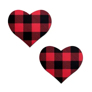 Pastease Buffalo Plaid Heart Pasties Red