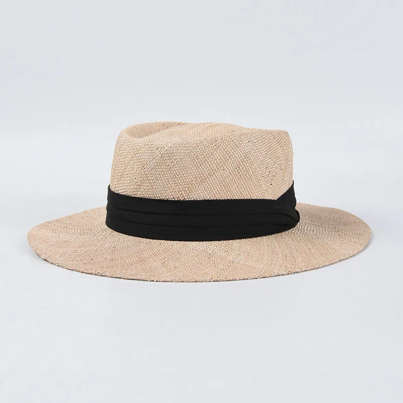 Top Hat Straw Hat Female Concave Flat on Top Brim Top Hat Couple Wide Brim Sun Protection Hat Sun Hat