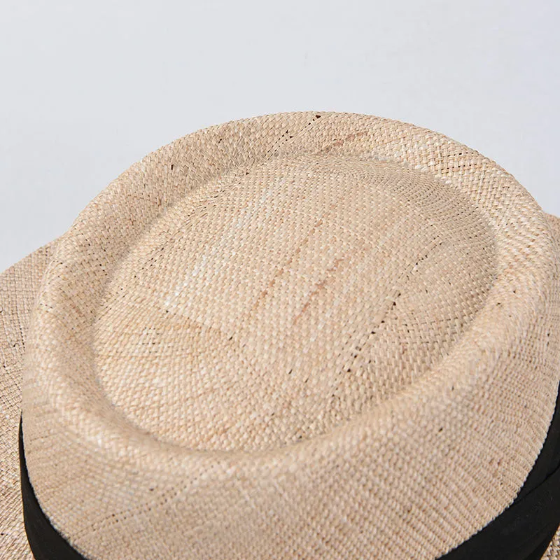 Top Hat Straw Hat Female Concave Flat on Top Brim Top Hat Couple Wide Brim Sun Protection Hat Sun Hat