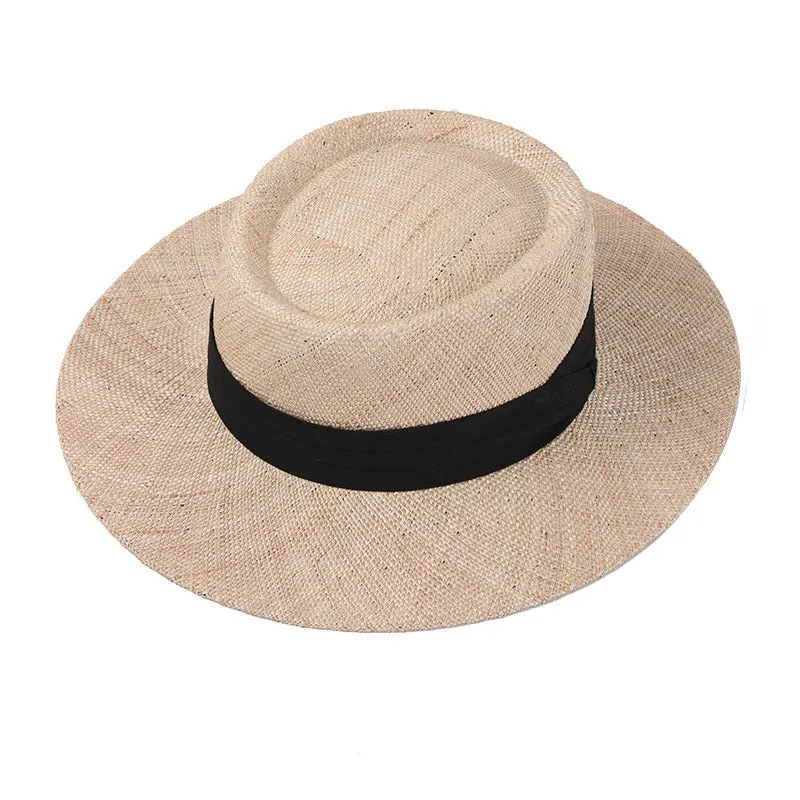 Top Hat Straw Hat Female Concave Flat on Top Brim Top Hat Couple Wide Brim Sun Protection Hat Sun Hat