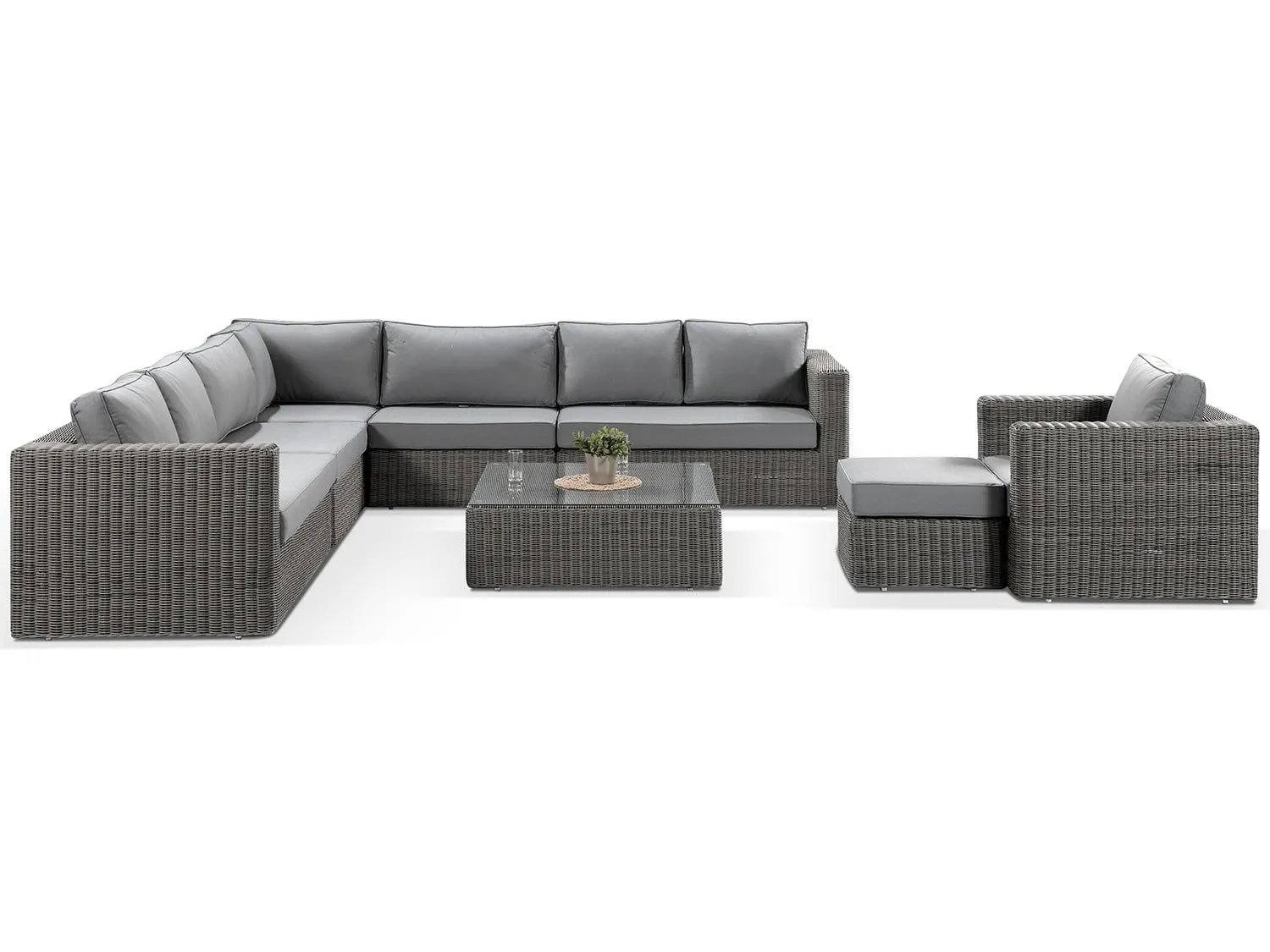 Tosca Grey Large Rattan Modular Corner Sofa and Armchair Set