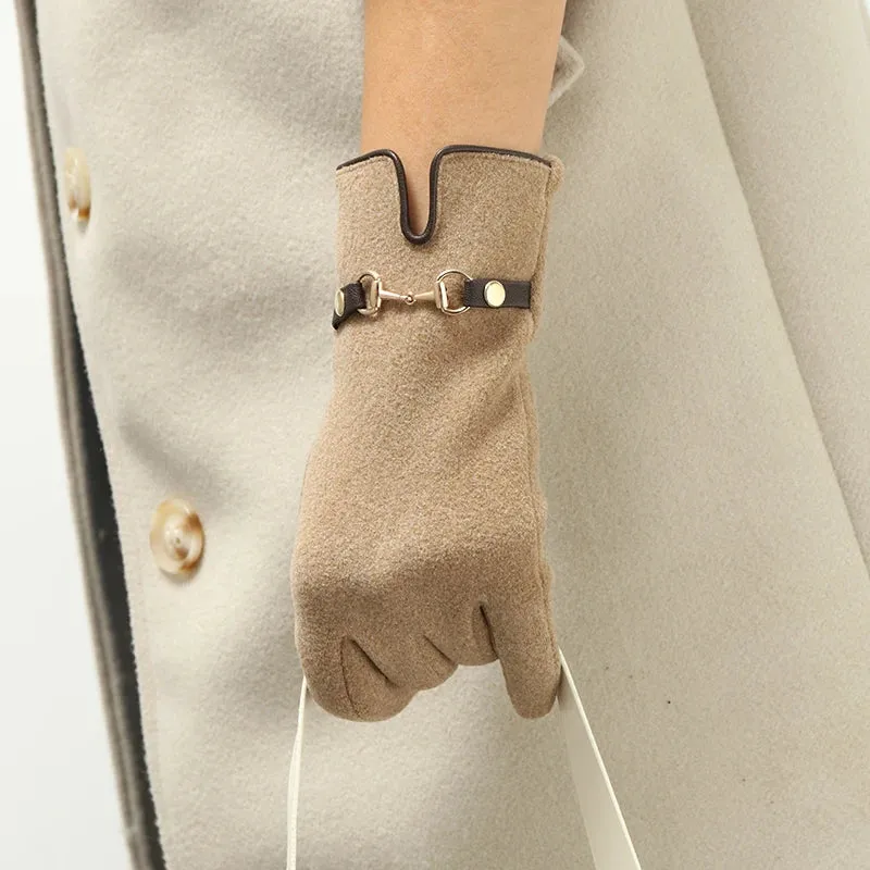 Women's Winter Warm Metal Chain touch screen Gloves